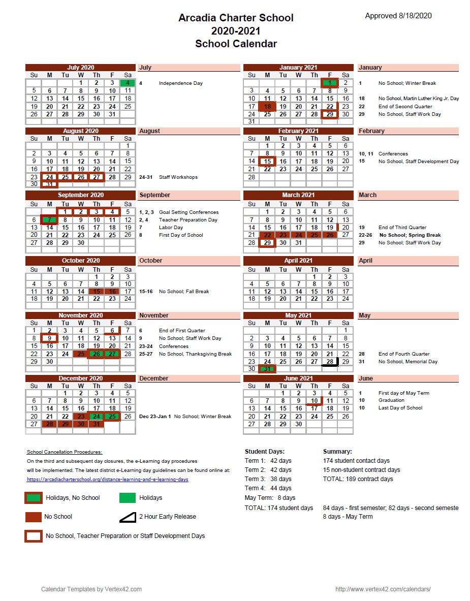 academic calendar 2020-2021