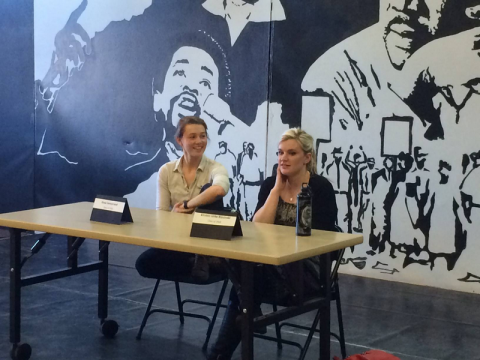 Kaya Lovestrand and Kirsten Urke back at Arcadia (formerly ARTech) in 2015 for an alumni panel discussion with current students.